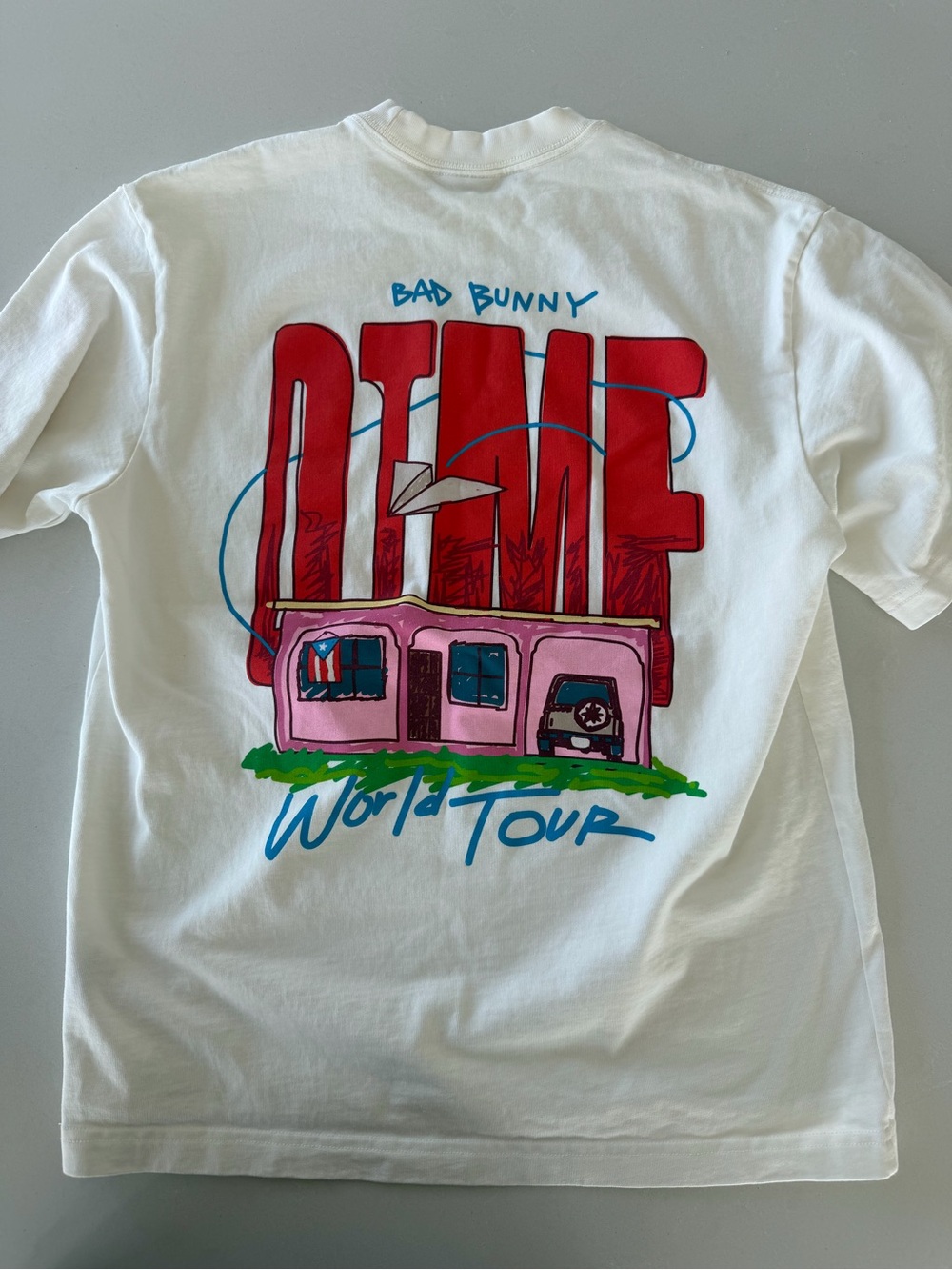 Bad Bunny DTMF Casita World Tour Short Sleeve T-Shirt Cream BRANDNEW from Madrid
